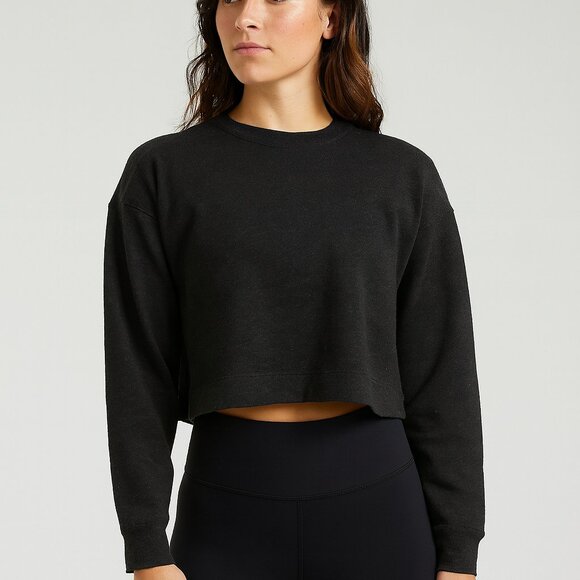 Easton x Jen Schro Womens Small Crop Crew Neck Charcoal Heather Sweatshirt XS - Picture 1 of 3